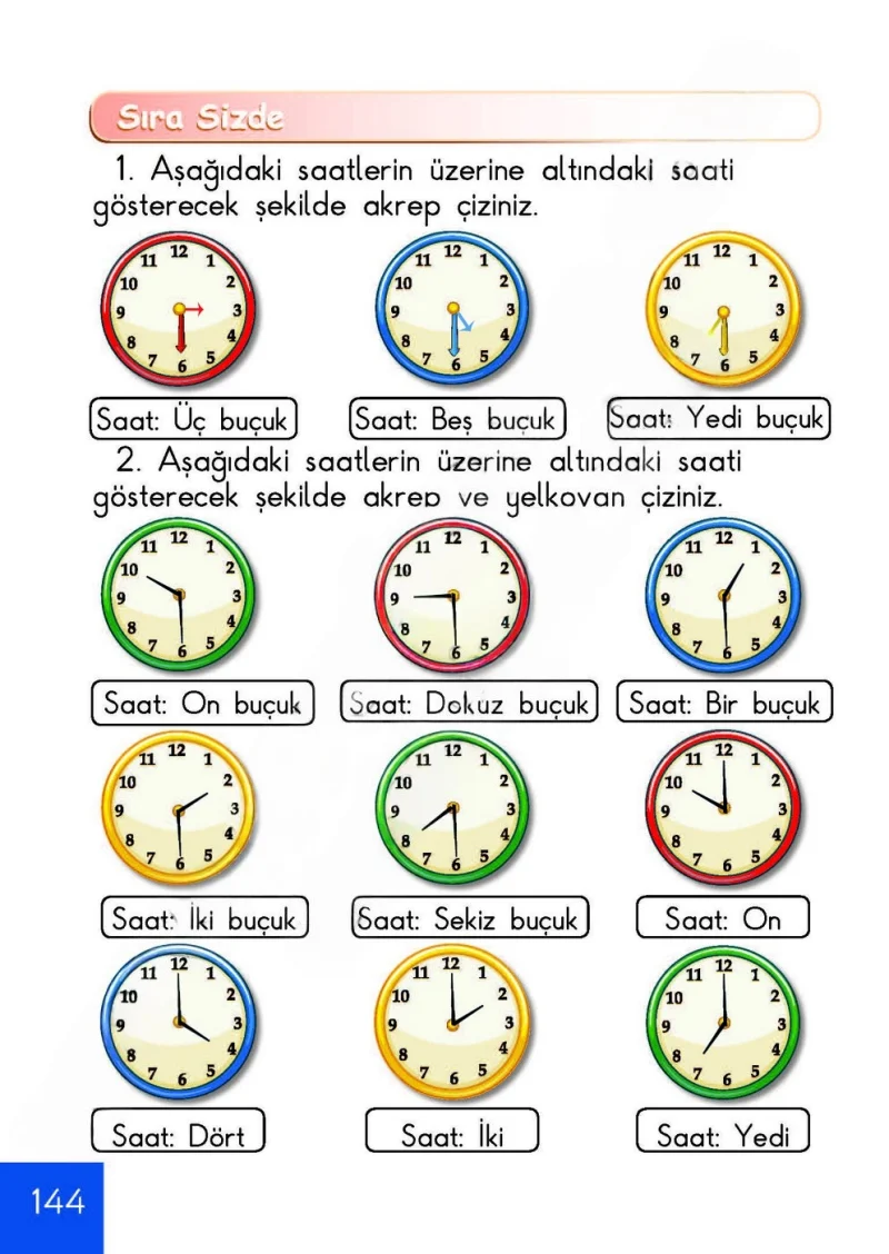 1. Sınıf Matematik Ders Kitabı Cevapları Meb Yayınları Sayfa 144 Çözüm Görseli