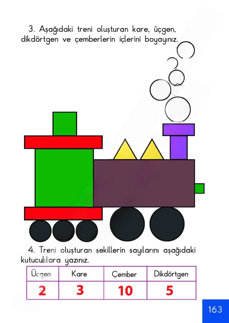 1. Sınıf Matematik Ders Kitabı Cevapları Meb Yayınları Sayfa 163 Çözüm Görseli