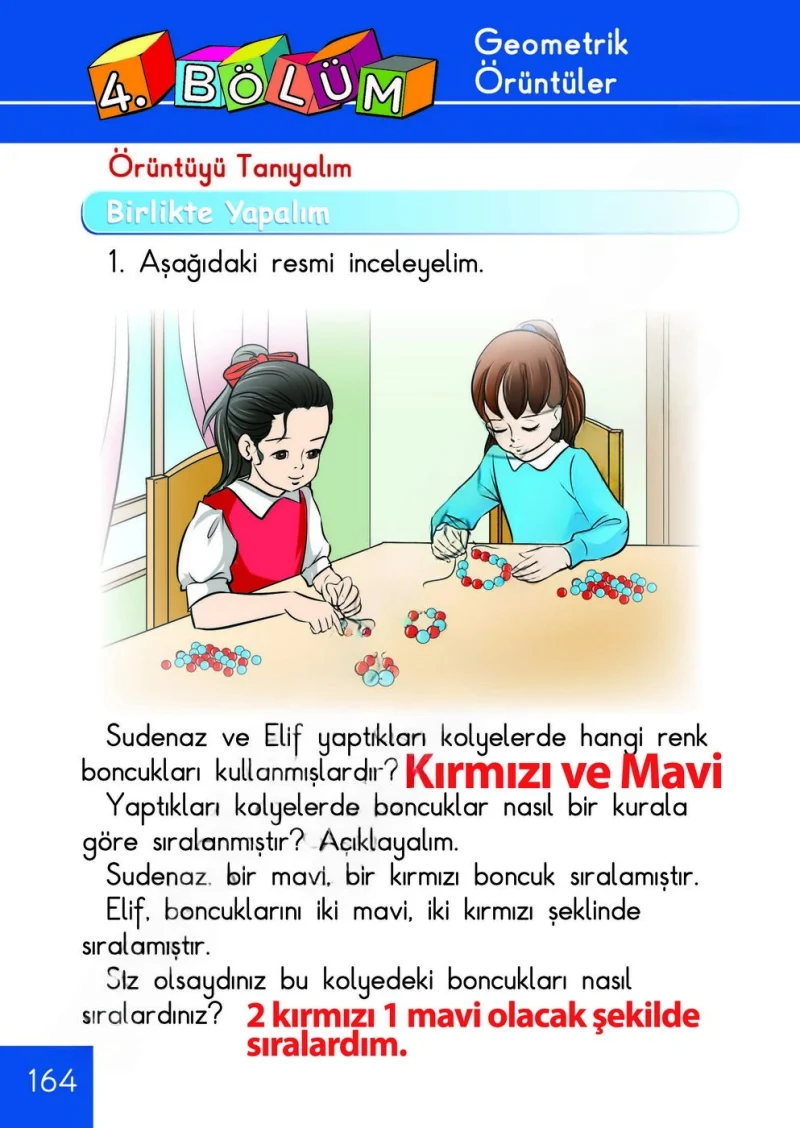 1. Sınıf Matematik Ders Kitabı Cevapları Meb Yayınları Sayfa 164 Çözüm Görseli