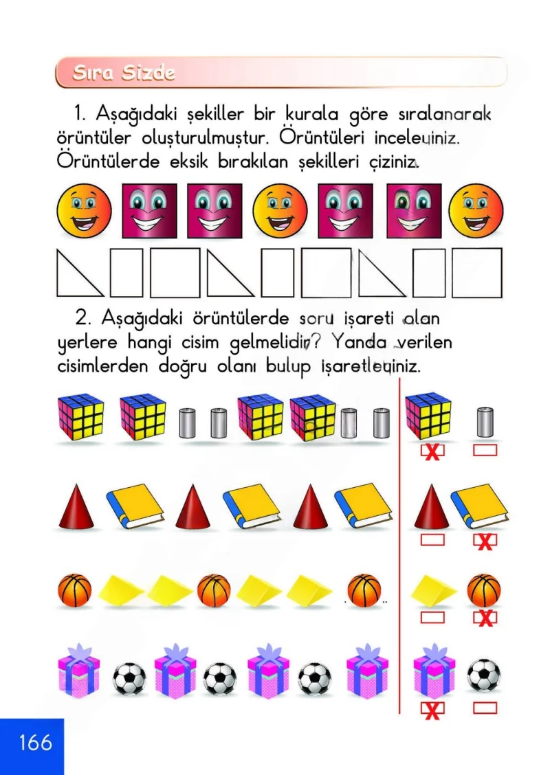 1. Sınıf Matematik Ders Kitabı Cevapları Meb Yayınları Sayfa 166 Çözüm Görseli