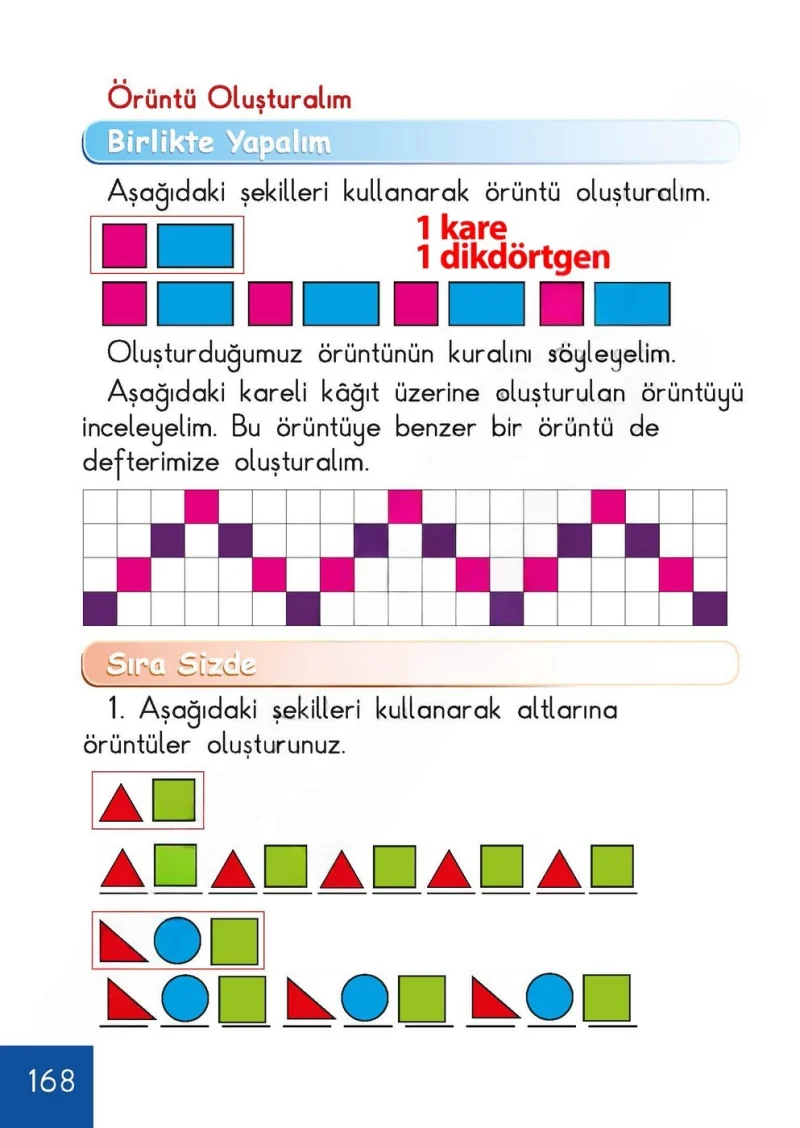 1. Sınıf Matematik Ders Kitabı Cevapları Meb Yayınları Sayfa 168 Çözüm Görseli