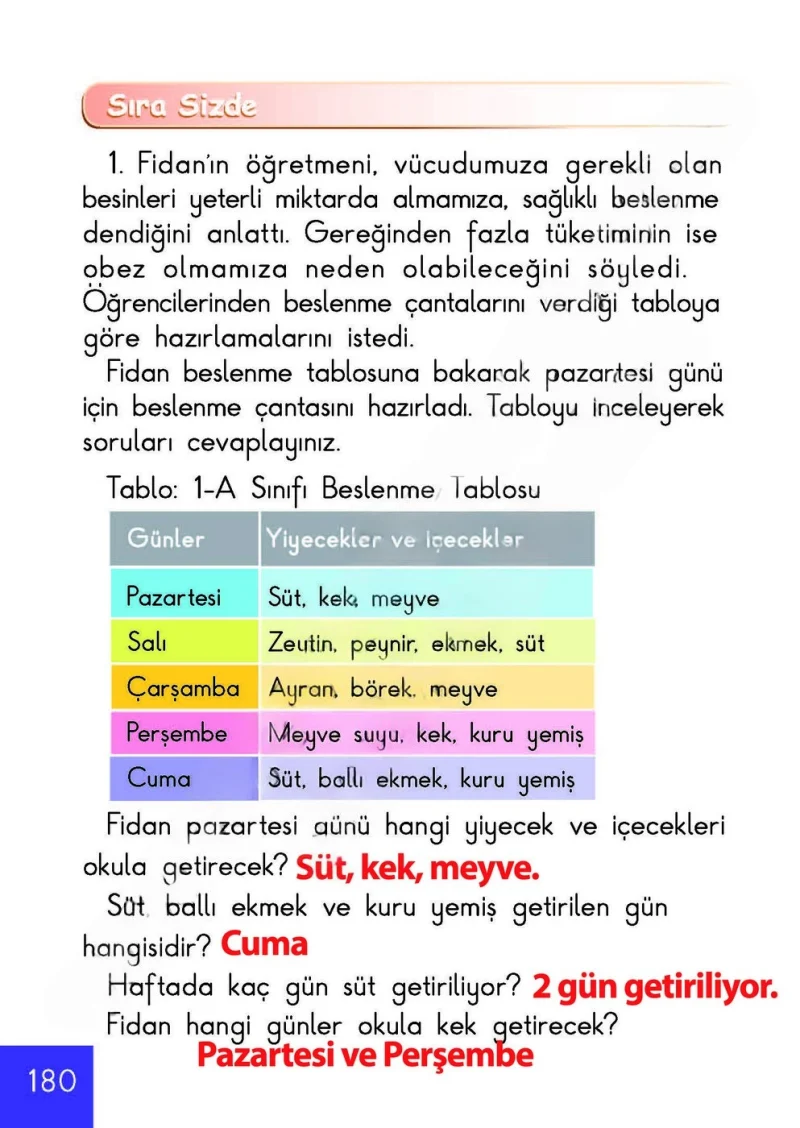 1. Sınıf Matematik Ders Kitabı Cevapları Meb Yayınları Sayfa 180 Çözüm Görseli
