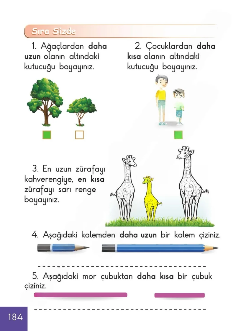 1. Sınıf Matematik Ders Kitabı Cevapları Meb Yayınları Sayfa 184 Çözüm Görseli