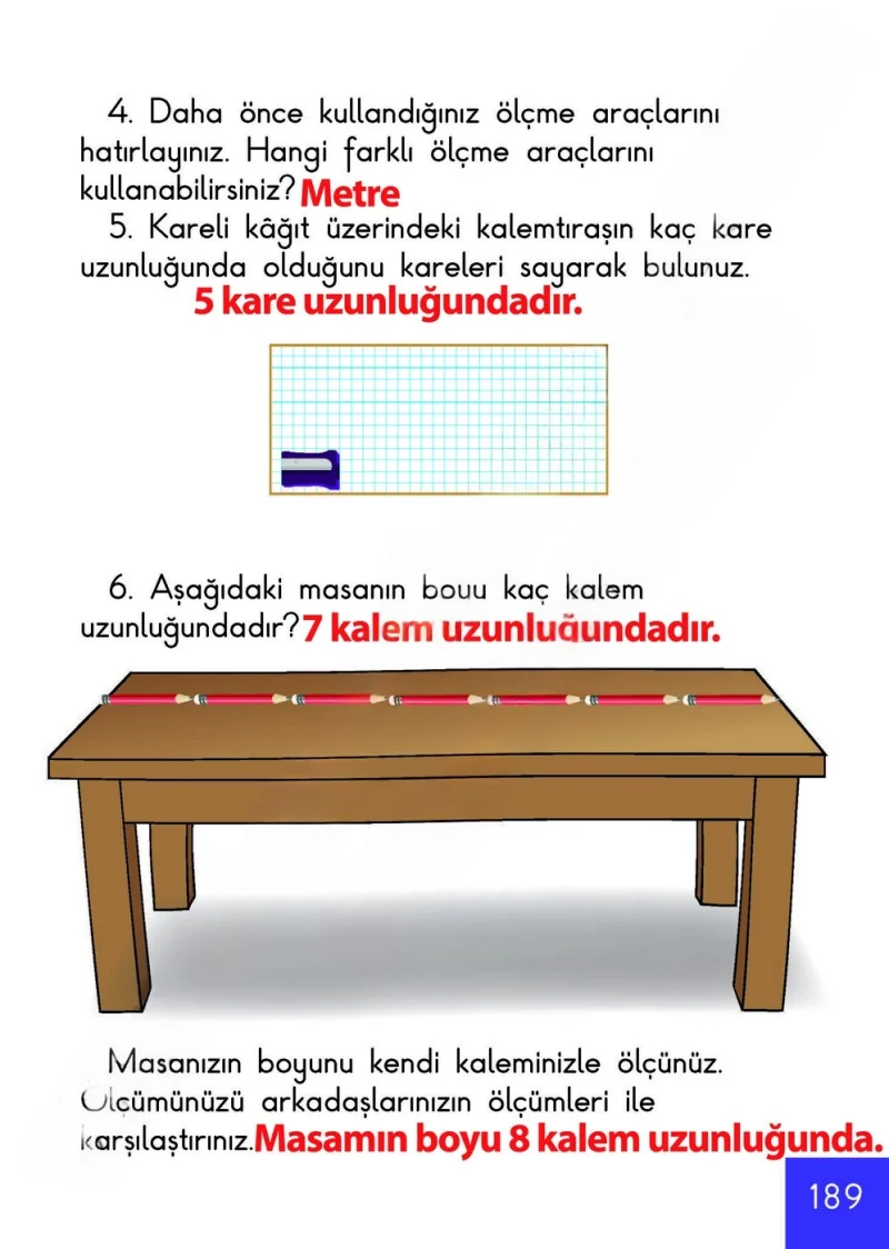 1. Sınıf Matematik Ders Kitabı Cevapları Meb Yayınları Sayfa 189 Çözüm Görseli
