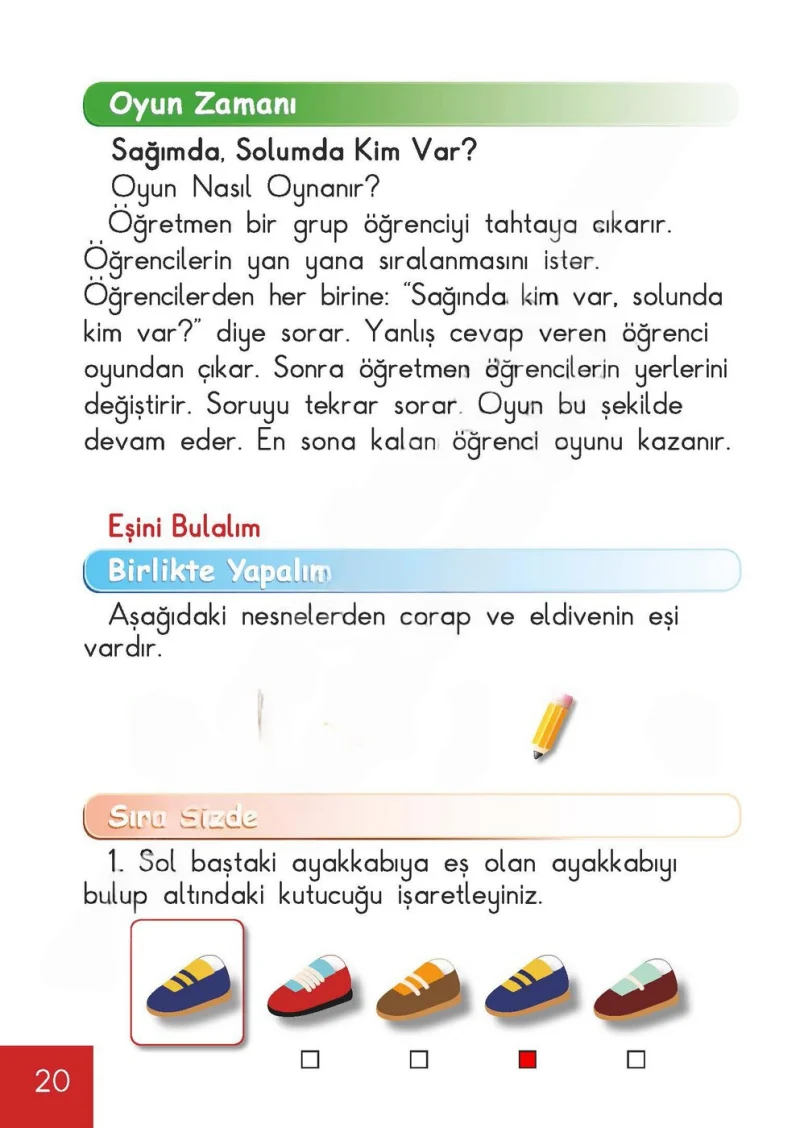 1. Sınıf Matematik Ders Kitabı Cevapları Meb Yayınları Sayfa 20 Çözüm Görseli