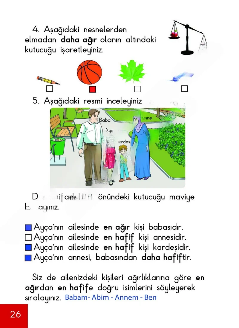 1. Sınıf Matematik Ders Kitabı Cevapları Meb Yayınları Sayfa 26 Çözüm Görseli