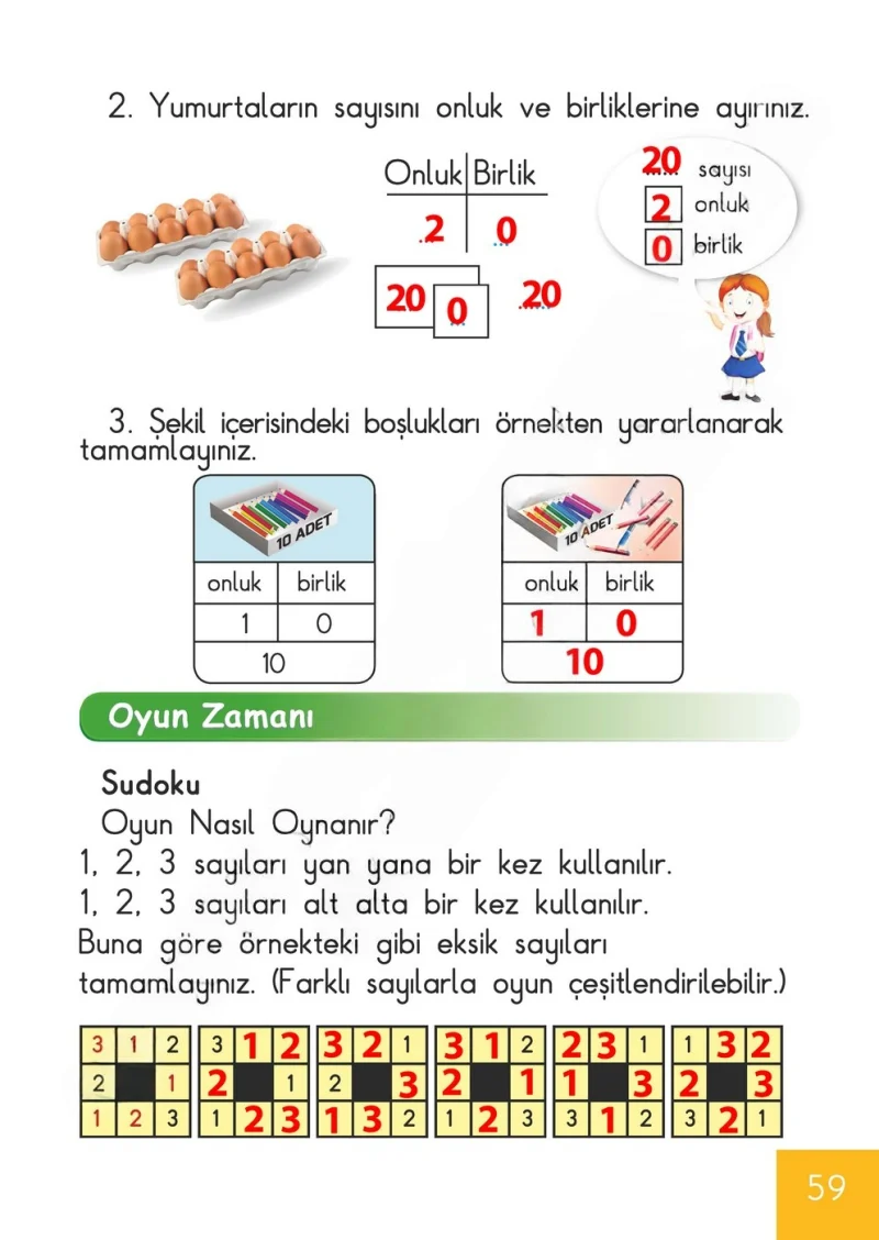 1. Sınıf Matematik Ders Kitabı Cevapları Meb Yayınları Sayfa 59 Çözüm Görseli