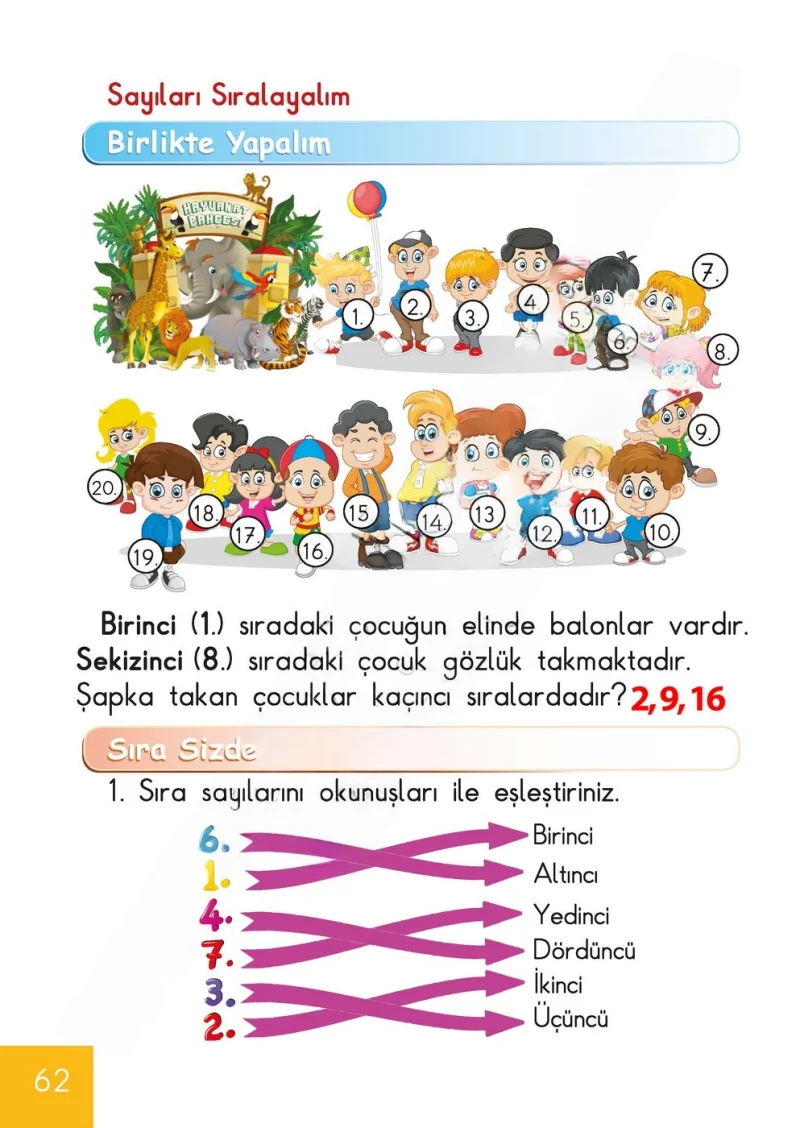 1. Sınıf Matematik Ders Kitabı Cevapları Meb Yayınları Sayfa 62 Çözüm Görseli
