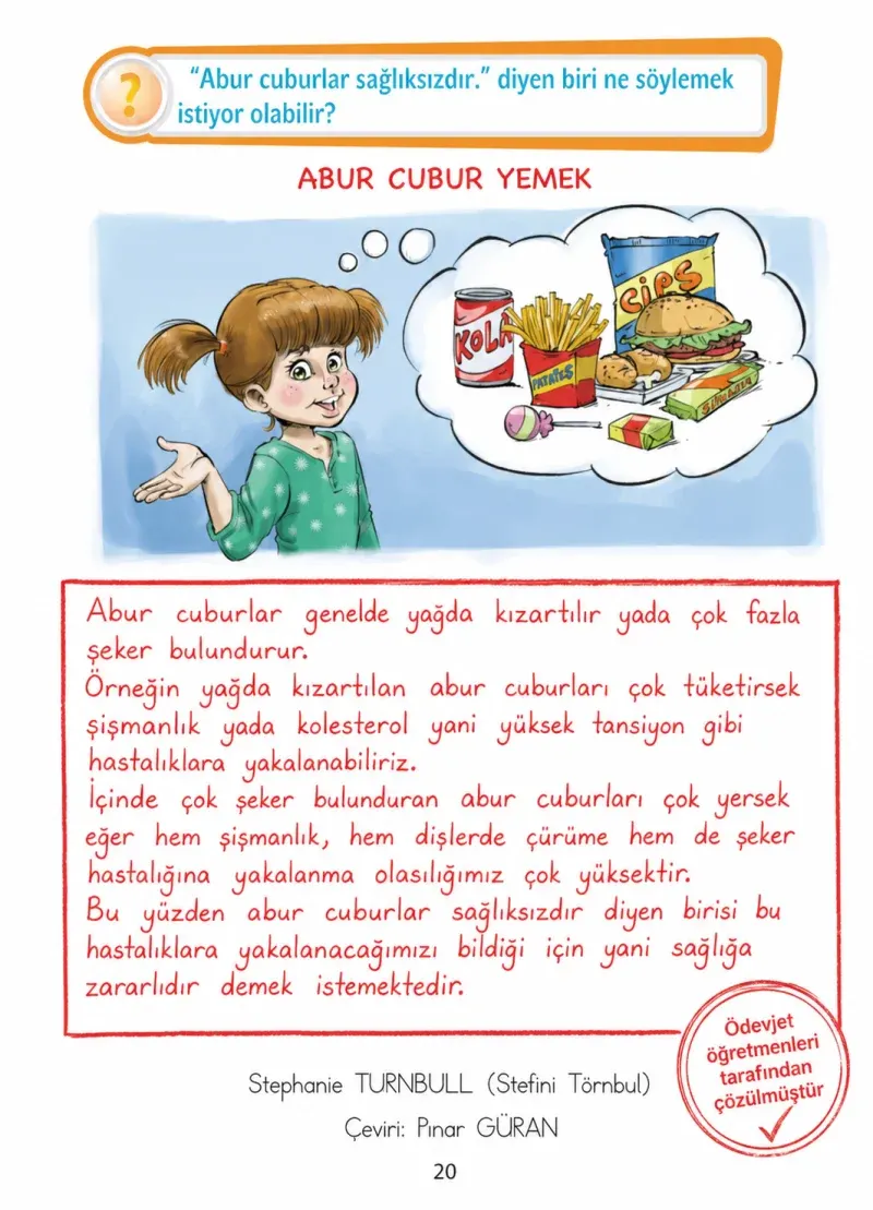 1. Sınıf Türkçe Ders Kitabı Cevapları Ada Matbaacılık Yayıncılık Sayfa 20 Çözüm Görseli