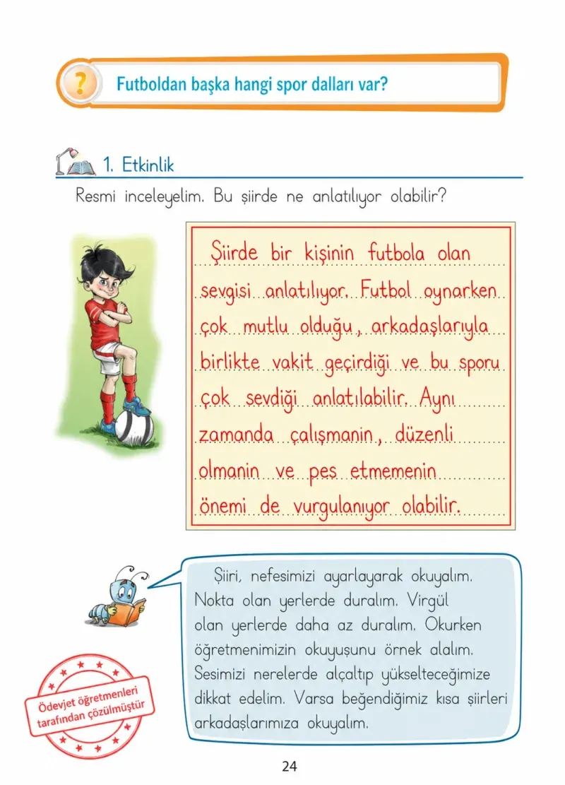 1. Sınıf Türkçe Ders Kitabı Cevapları Ada Matbaacılık Yayıncılık Sayfa 24 Çözüm Görseli