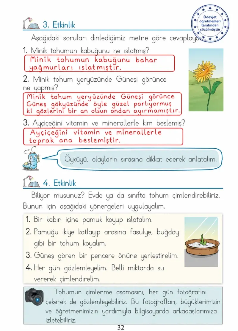 1. Sınıf Türkçe Ders Kitabı Cevapları Ada Matbaacılık Yayıncılık Sayfa 32 Çözüm Görseli