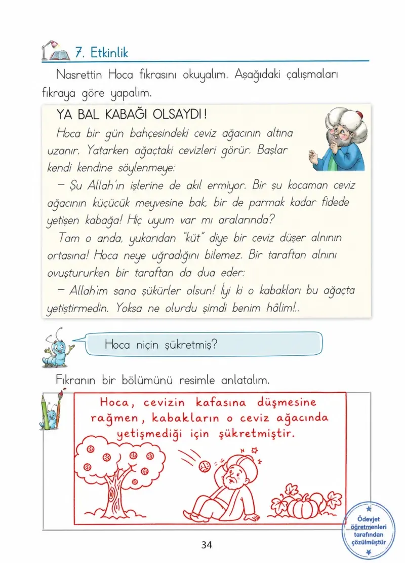 1. Sınıf Türkçe Ders Kitabı Cevapları Ada Matbaacılık Yayıncılık Sayfa 34 Çözüm Görseli