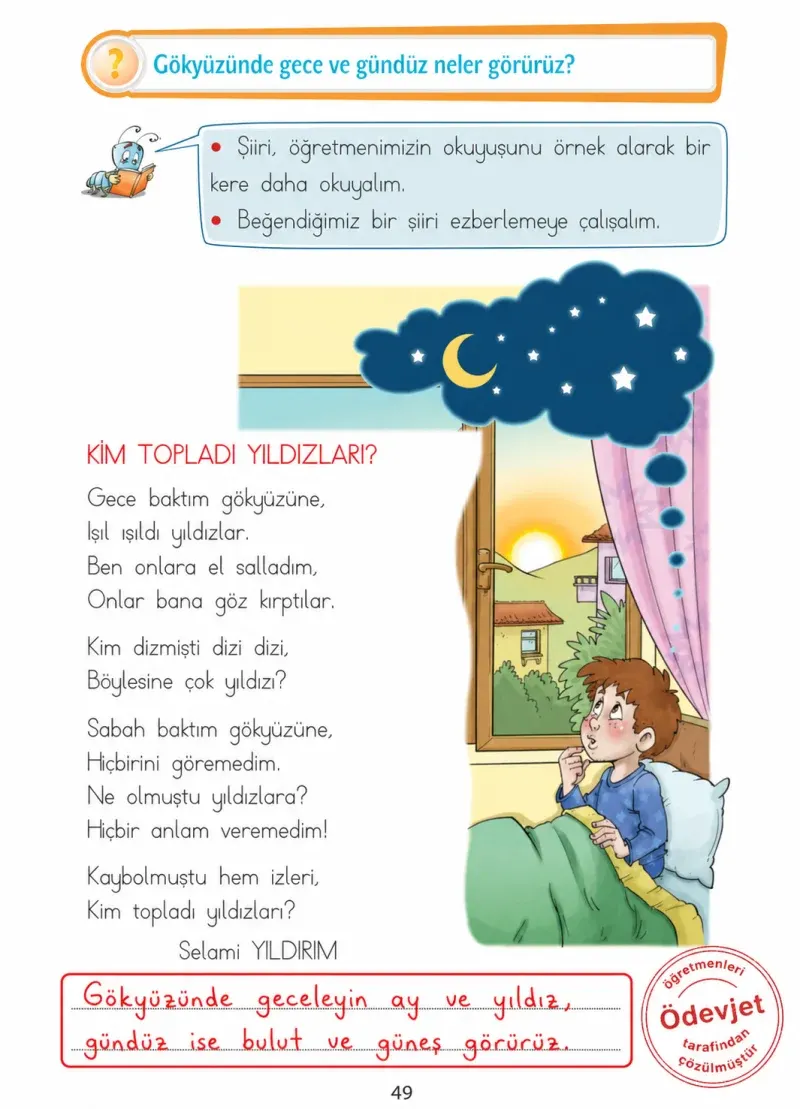 1. Sınıf Türkçe Ders Kitabı Cevapları Ada Matbaacılık Yayıncılık Sayfa 49 Çözüm Görseli