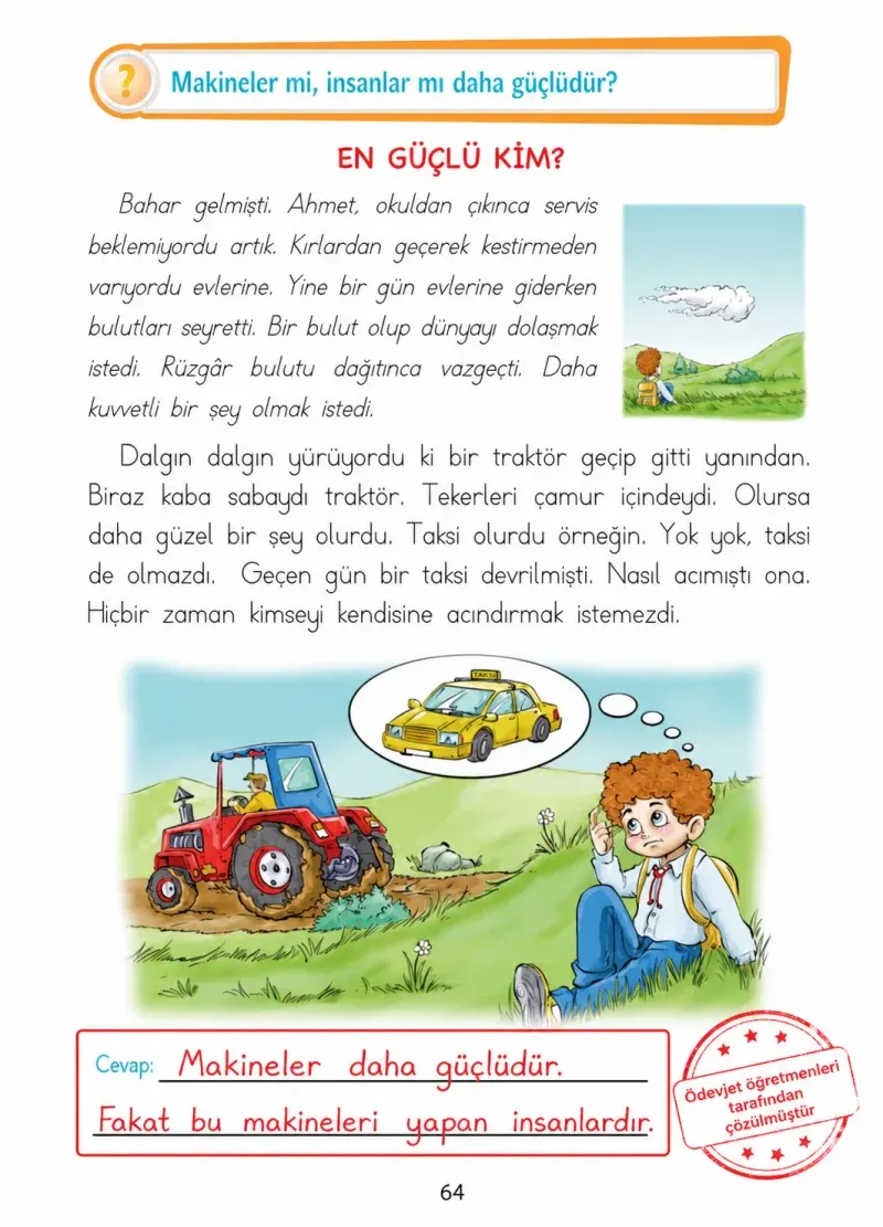 1. Sınıf Türkçe Ders Kitabı Cevapları Ada Matbaacılık Yayıncılık Sayfa 64 Çözüm Görseli