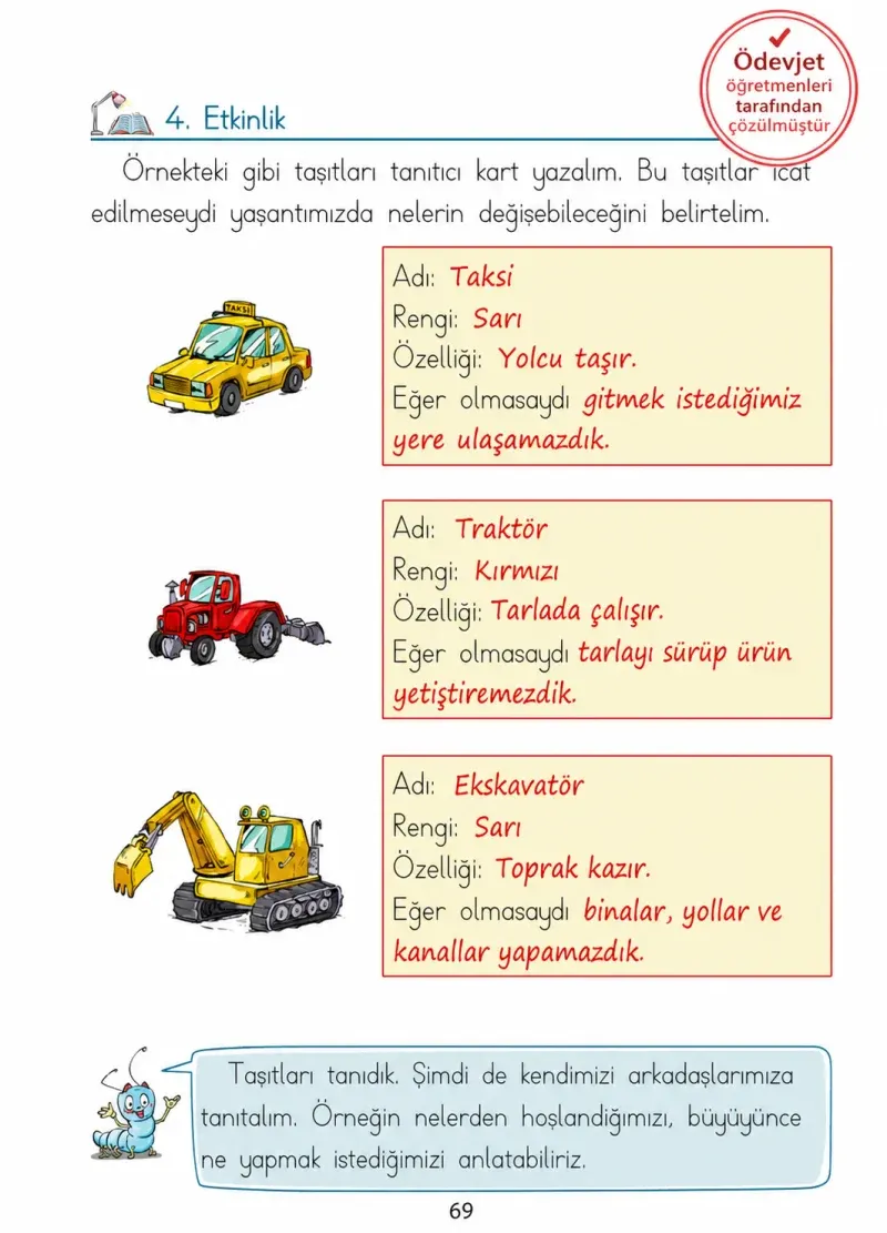 1. Sınıf Türkçe Ders Kitabı Cevapları Ada Matbaacılık Yayıncılık Sayfa 69 Çözüm Görseli