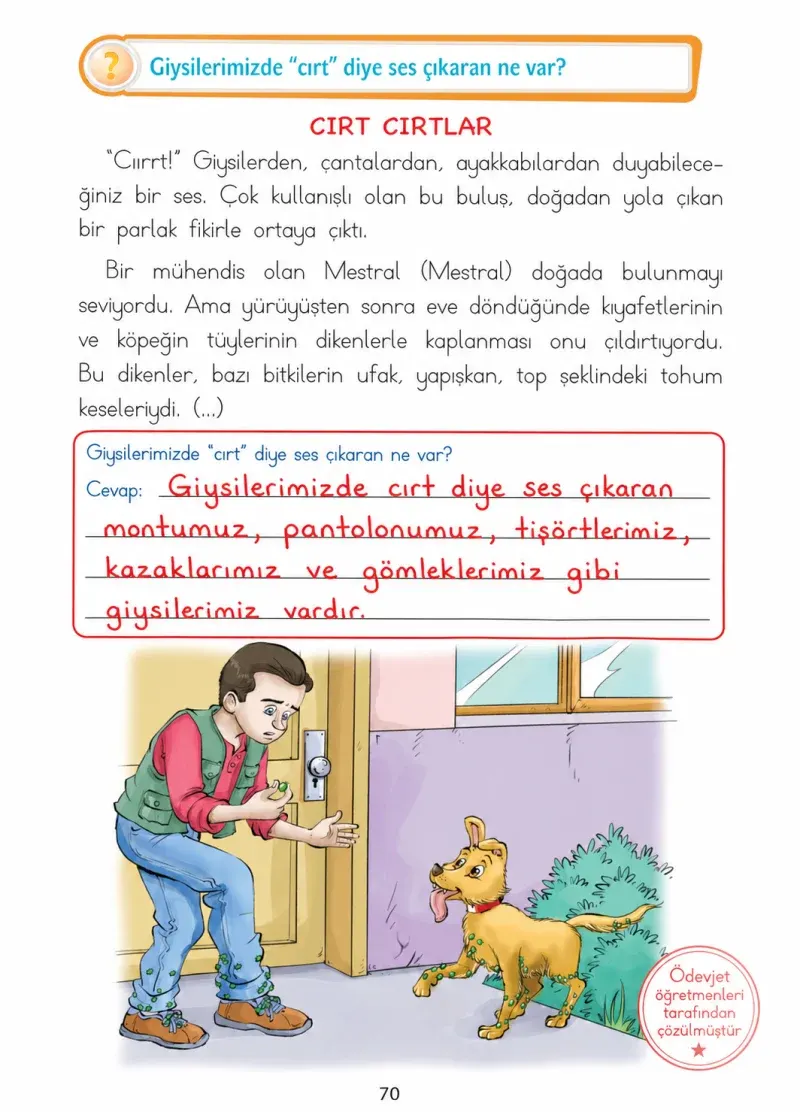 1. Sınıf Türkçe Ders Kitabı Cevapları Ada Matbaacılık Yayıncılık Sayfa 70 Çözüm Görseli