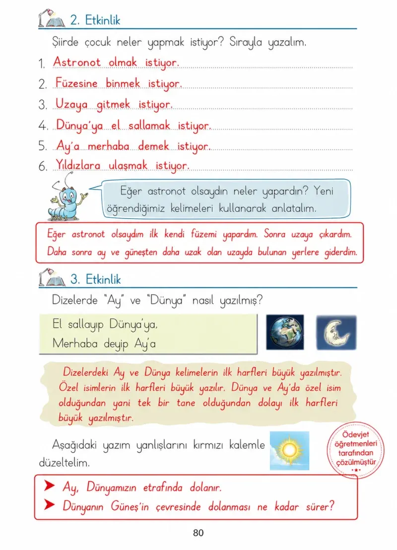 1. Sınıf Türkçe Ders Kitabı Cevapları Ada Matbaacılık Yayıncılık Sayfa 80 Çözüm Görseli