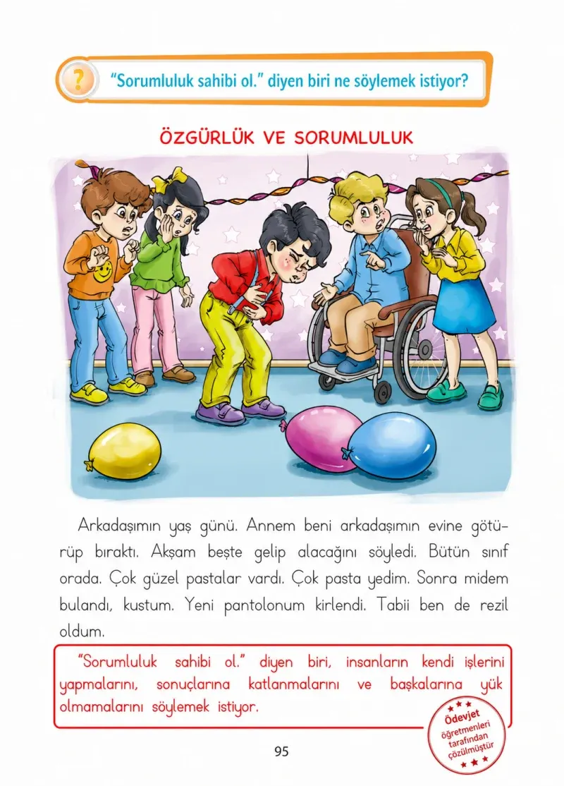 1. Sınıf Türkçe Ders Kitabı Cevapları Ada Matbaacılık Yayıncılık Sayfa 95 Çözüm Görseli