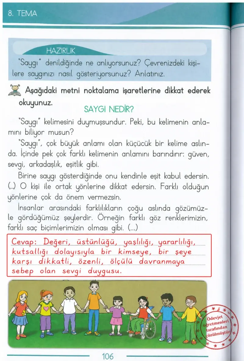 1. Sınıf Türkçe Ders Kitabı Cevapları Bilim ve Kültür Yayınları Sayfa 106 Çözüm Görseli