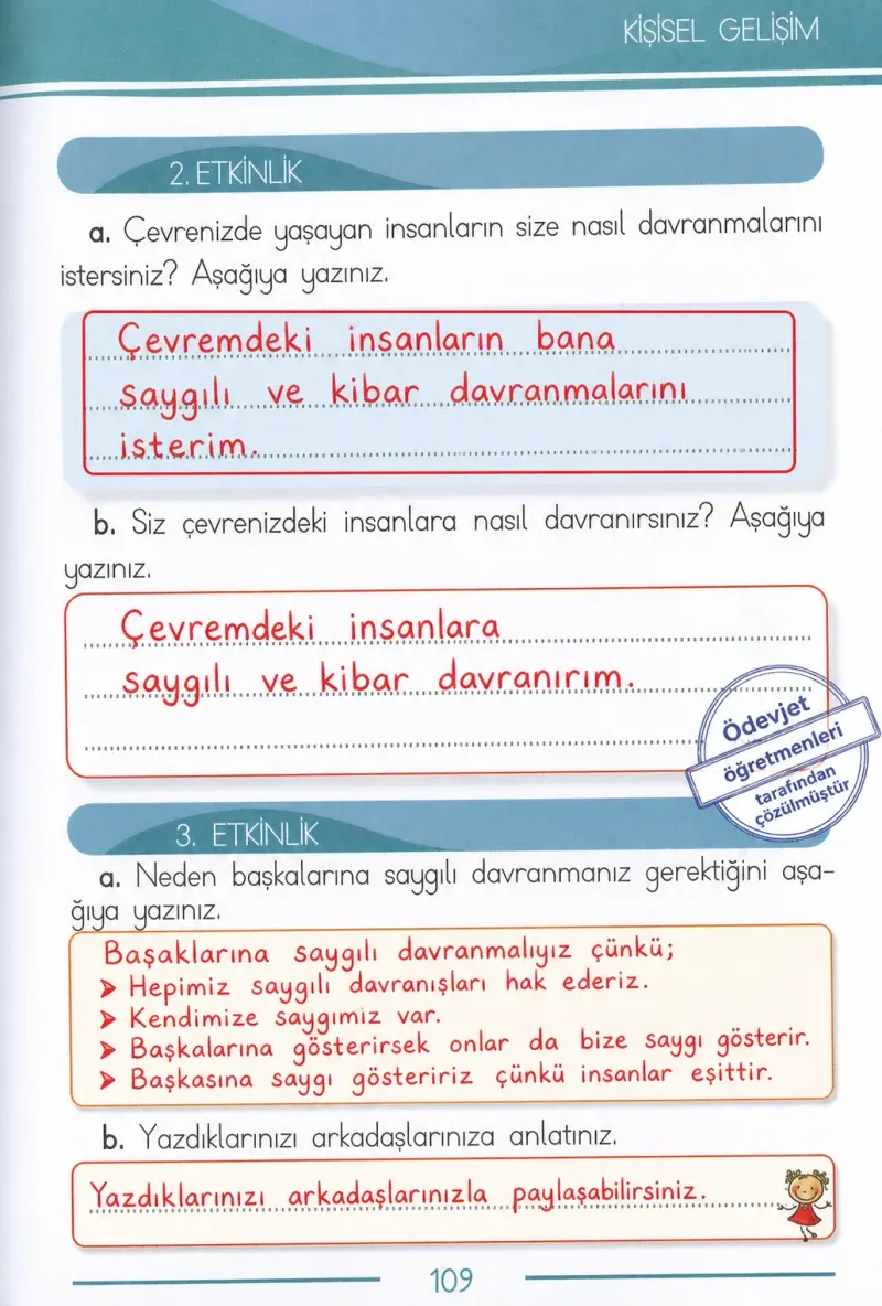 1. Sınıf Türkçe Ders Kitabı Cevapları Bilim ve Kültür Yayınları Sayfa 109 Çözüm Görseli