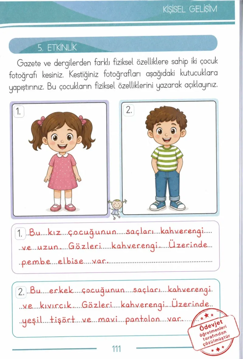 1. Sınıf Türkçe Ders Kitabı Cevapları Bilim ve Kültür Yayınları Sayfa 111 Çözüm Görseli