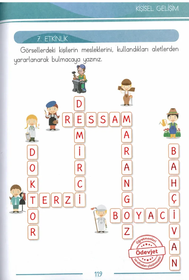 1. Sınıf Türkçe Ders Kitabı Cevapları Bilim ve Kültür Yayınları Sayfa 119 Çözüm Görseli