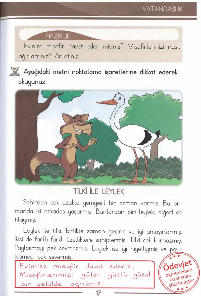 1. Sınıf Türkçe Ders Kitabı Cevapları Bilim ve Kültür Yayınları Sayfa 17 Çözüm Görseli