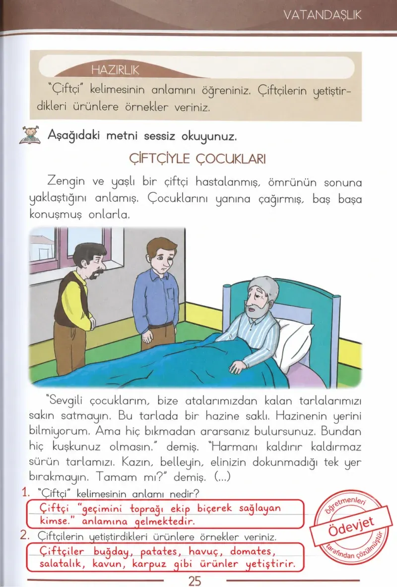 1. Sınıf Türkçe Ders Kitabı Cevapları Bilim ve Kültür Yayınları Sayfa 25 Çözüm Görseli