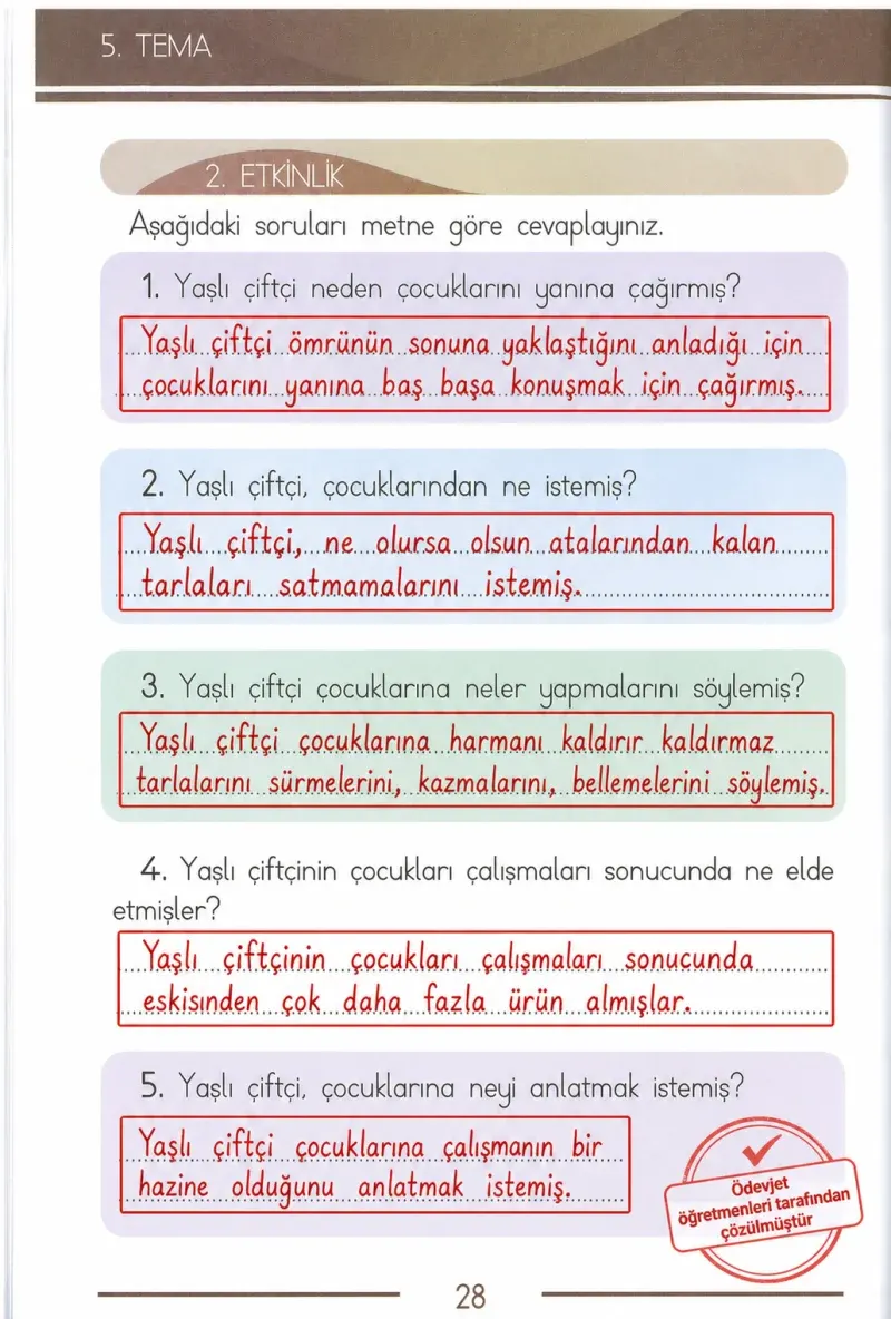1. Sınıf Türkçe Ders Kitabı Cevapları Bilim ve Kültür Yayınları Sayfa 28 Çözüm Görseli