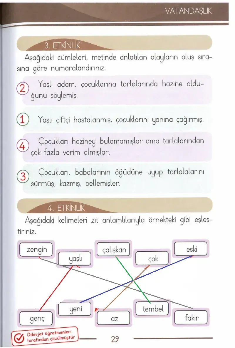 1. Sınıf Türkçe Ders Kitabı Cevapları Bilim ve Kültür Yayınları Sayfa 29 Çözüm Görseli