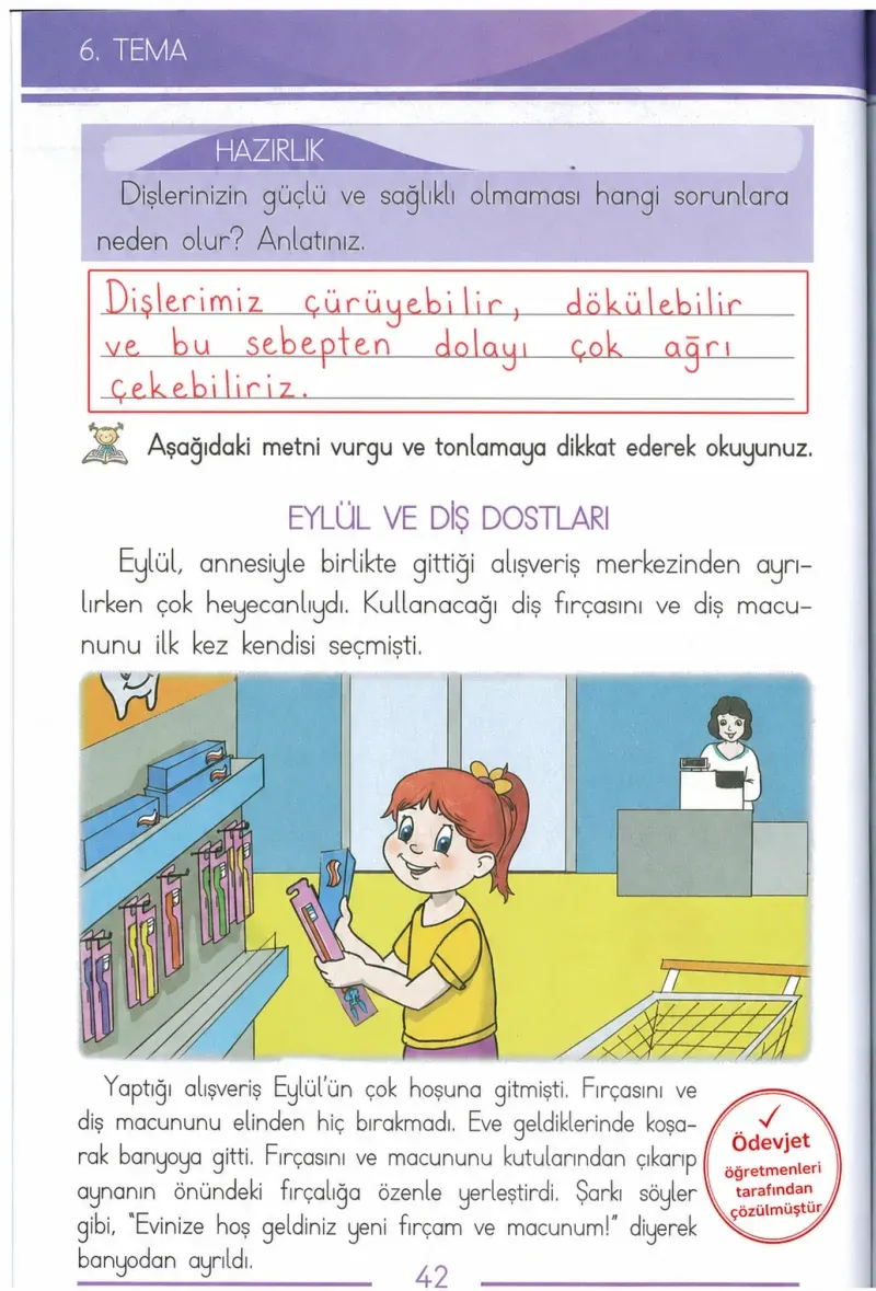 1. Sınıf Türkçe Ders Kitabı Cevapları Bilim ve Kültür Yayınları Sayfa 42 Çözüm Görseli