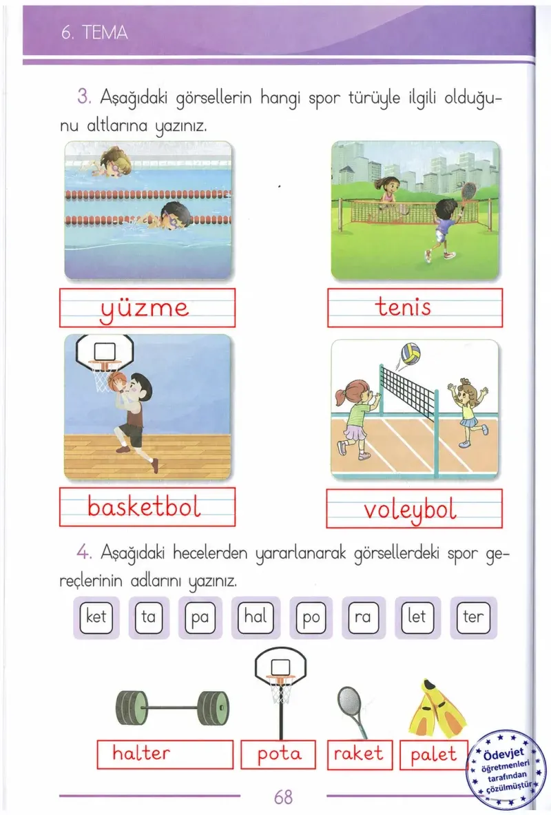 1. Sınıf Türkçe Ders Kitabı Cevapları Bilim ve Kültür Yayınları Sayfa 68 Çözüm Görseli