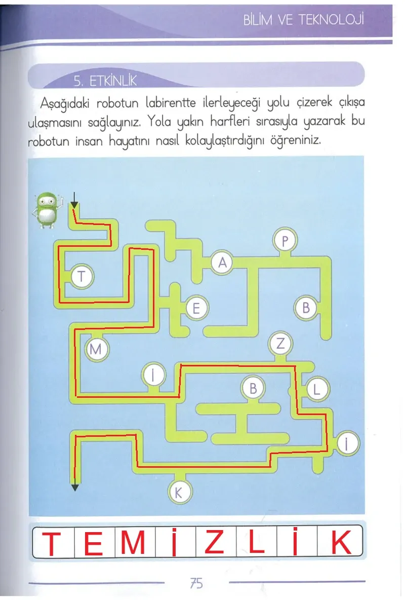 1. Sınıf Türkçe Ders Kitabı Cevapları Bilim ve Kültür Yayınları Sayfa 75 Çözüm Görseli