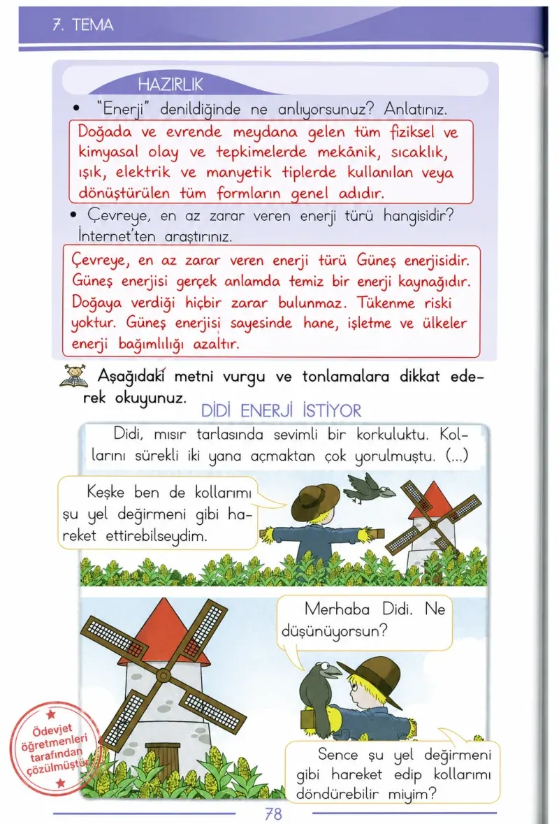 1. Sınıf Türkçe Ders Kitabı Cevapları Bilim ve Kültür Yayınları Sayfa 78 Çözüm Görseli