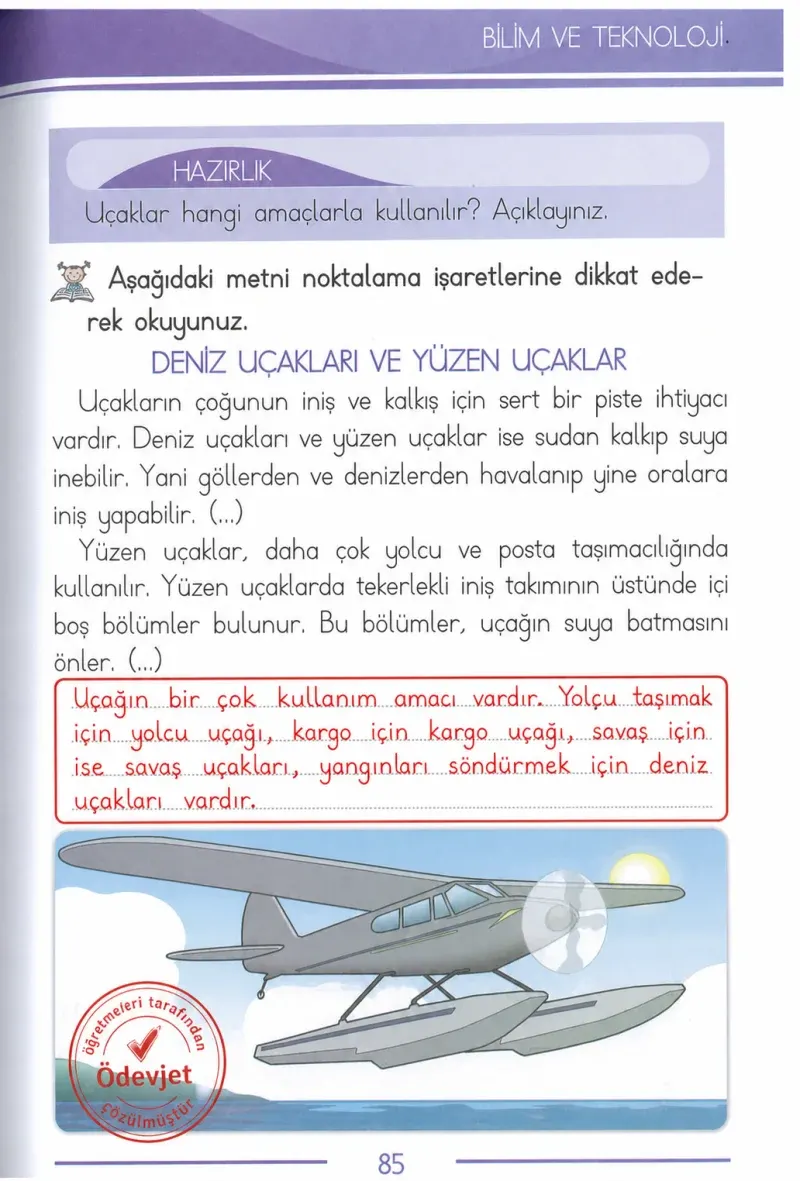 1. Sınıf Türkçe Ders Kitabı Cevapları Bilim ve Kültür Yayınları Sayfa 85 Çözüm Görseli