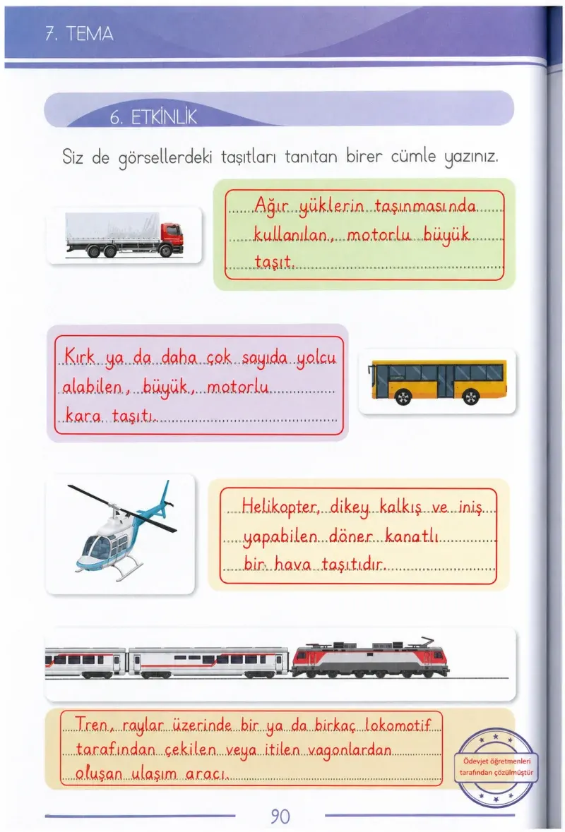 1. Sınıf Türkçe Ders Kitabı Cevapları Bilim ve Kültür Yayınları Sayfa 90 Çözüm Görseli