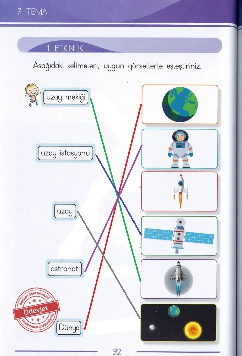 1. Sınıf Türkçe Ders Kitabı Cevapları Bilim ve Kültür Yayınları Sayfa 92 Çözüm Görseli
