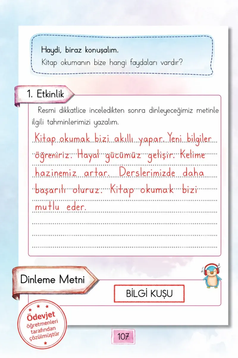 1. Sınıf Türkçe Ders Kitabı Cevapları Cem Yayınları Sayfa 107 Çözüm Görseli