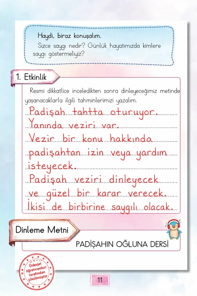 1. Sınıf Türkçe Ders Kitabı Cevapları Cem Yayınları Sayfa 11 Çözüm Görseli