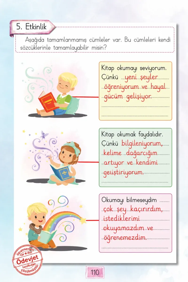 1. Sınıf Türkçe Ders Kitabı Cevapları Cem Yayınları Sayfa 110 Çözüm Görseli