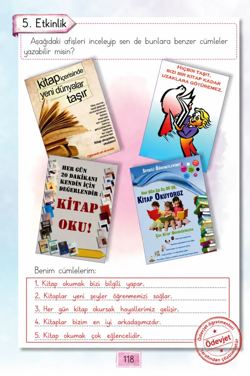 1. Sınıf Türkçe Ders Kitabı Cevapları Cem Yayınları Sayfa 118 Çözüm Görseli