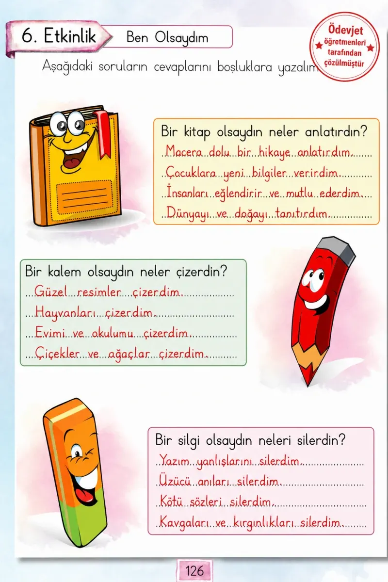 1. Sınıf Türkçe Ders Kitabı Cevapları Cem Yayınları Sayfa 126 Çözüm Görseli