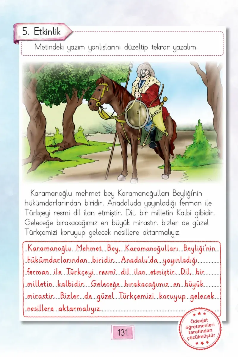 1. Sınıf Türkçe Ders Kitabı Cevapları Cem Yayınları Sayfa 131 Çözüm Görseli