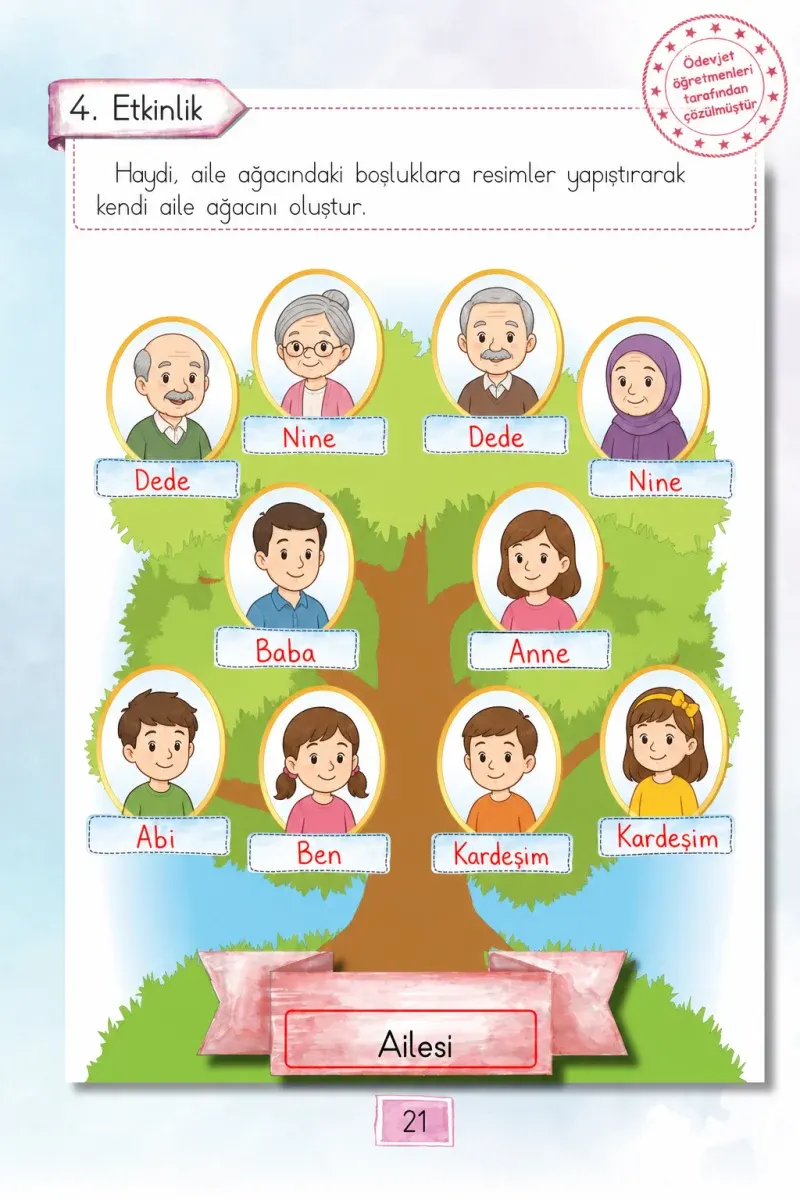 1. Sınıf Türkçe Ders Kitabı Cevapları Cem Yayınları Sayfa 21 Çözüm Görseli