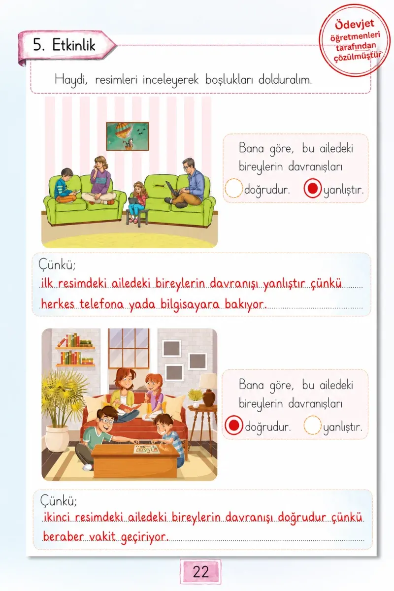 1. Sınıf Türkçe Ders Kitabı Cevapları Cem Yayınları Sayfa 22 Çözüm Görseli