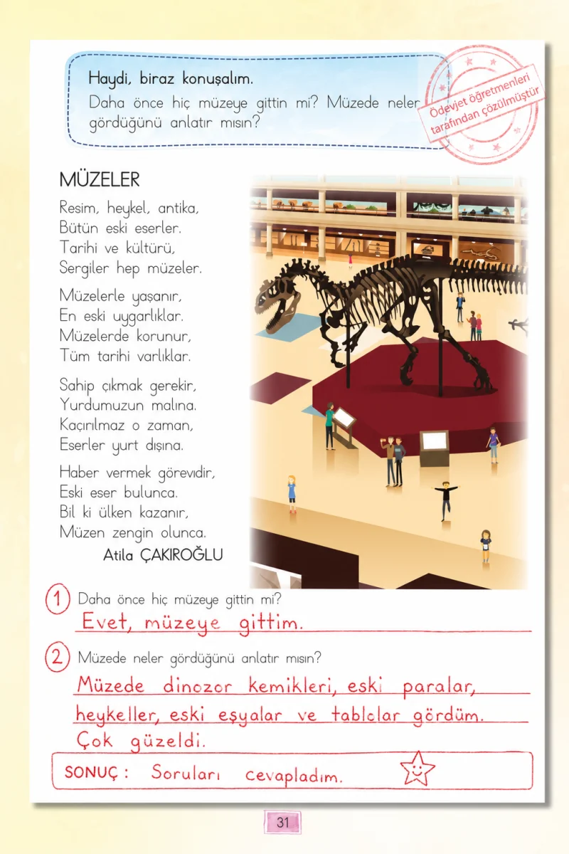 1. Sınıf Türkçe Ders Kitabı Cevapları Cem Yayınları Sayfa 31 Çözüm Görseli