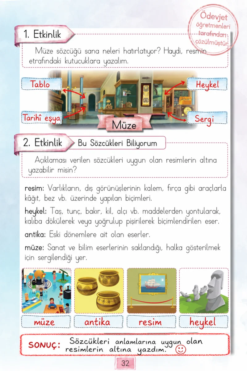 1. Sınıf Türkçe Ders Kitabı Cevapları Cem Yayınları Sayfa 32 Çözüm Görseli