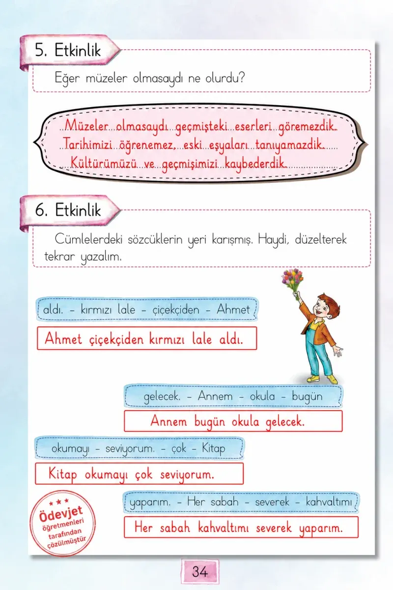 1. Sınıf Türkçe Ders Kitabı Cevapları Cem Yayınları Sayfa 34 Çözüm Görseli