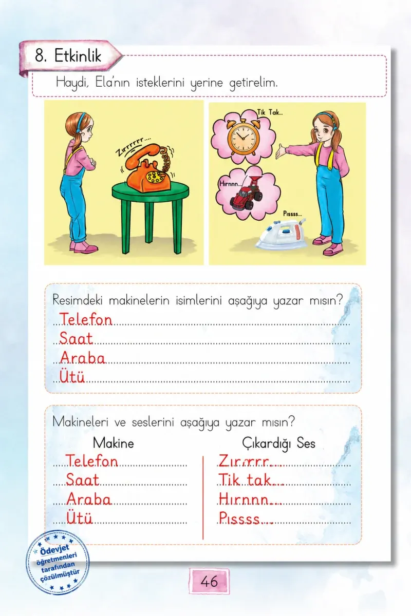 1. Sınıf Türkçe Ders Kitabı Cevapları Cem Yayınları Sayfa 46 Çözüm Görseli