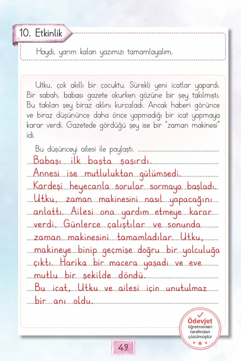 1. Sınıf Türkçe Ders Kitabı Cevapları Cem Yayınları Sayfa 49 Çözüm Görseli